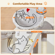 Load image into Gallery viewer, Taoqimiao Cat Tree MS029, 97CM Cat with 4 Scratching Posts, 1 Platform, 1 Cave, Basket, Cat Scratching Board, Plush Balls, Activity Centre Light Grey