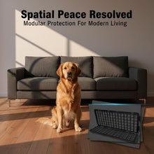 Load image into Gallery viewer, 12 Pcs Black Plastic Fence Panels, Adjustable Under Sofa Blocker for Pets/Toys