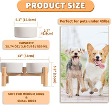 Load image into Gallery viewer, Elevated Dog Bowls Set Raised Dog Bowls with Wooden Stand Ceramic GREY
