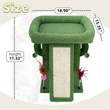 Load image into Gallery viewer, TWDEPART Small Cactus Cat Tree for Indoor Cats, Activity Centre Climbing Tree with Scratching Board and Playful Toy Balls, Green