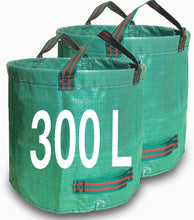 Load image into Gallery viewer, Garden Waste Bags Heavy Duty Reusable Sacks with Handles Set of 2 with gloves 300L