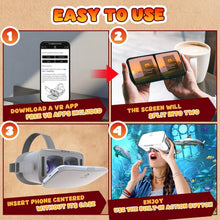 Load image into Gallery viewer, DESTEK V5 VR Headset for Phone & Kids, Fits 5.5 to 7.0 Inch Phones Includes Remote Controller & 128 Premium VR apps,Touch Button for YouTube VR,Anti-blue HD lenses,Fits iPhone/Samsung,White.