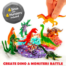 Load image into Gallery viewer, Original Stationery Dinosaur & Monsters Battle Slime Kit 14 Pre Made Slimes fun