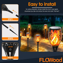 Load image into Gallery viewer, SET OF 4 FLOWood Solar Lights Outdoor Garden,1 Pack 53 CM Tall Solar Flickering LIGHTS