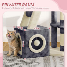 Load image into Gallery viewer, Cat Tree 107cm for Indoor Cats, Multi-Level Cat Tower with Scratching Post, Large Top Perches, Cozy Condo, Scratching Board & Dangling Ball (Dark Grey and Beige)