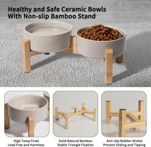 Load image into Gallery viewer, Elevated Ceramic Dog Bowl Set Raised Dog Bowls with Non Slip Bamboo Stand