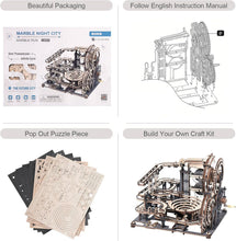 Load image into Gallery viewer, ROKR Marble Run Night City 3D Wooden Puzzle Model Kits for Adults to Build