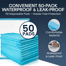 Load image into Gallery viewer, TANNESS 50 x Disposable Bed Pads - 90x60cm Pads Women and Men - Waterproof Sheet, Bed Wetting Mats - Disposable Changing Mats Baby
