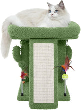 Load image into Gallery viewer, TWDEPART Small Cactus Cat Tree for Indoor Cats, Activity Centre Climbing Tree with Scratching Board and Playful Toy Balls, Green