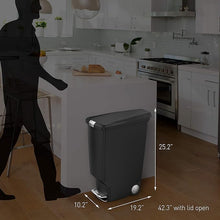 Load image into Gallery viewer, simplehuman CW1361 40L Slim Recycling Kitchen Pedal Bin with Lid Lock, Silent Soft Close Lid, Built In Wheels, Stay-Open Lid