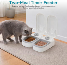 Load image into Gallery viewer, Timed Automatic Dog and Cat Feeder with Dual 350ml Bowl, 2 Meals Dry or Wet pets