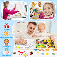 Load image into Gallery viewer, COOLJOY 3 4 5 6 7 8Year Old Boys Girls Gifts 100+ PCS Wooden Magnetic Puzzle, Cute Pets Pattern Games Double Sided Jigsaw, Educational Drawing Easel Blackboard Wood Toys Imagination