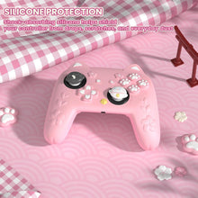 Load image into Gallery viewer, PlayVital for Nintendo Switch 2 Pro Controller Silicone Cover – Cherry Blossoms Kitten Cute Protective Skin Case for Switch 2 Pro Controller w/Back Button Cap & Thumb Grip & Sticker - Pink