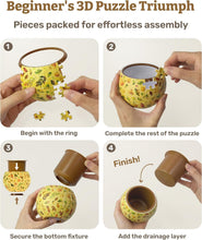 Load image into Gallery viewer, Piecerelax 80-Piece Plastic 3D Flower Pot Puzzle "Oriental Flowers And Bird