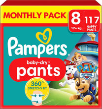 Load image into Gallery viewer, Pampers Baby-Dry Paw Patrol Nappy Pants, Size 8 117 pack