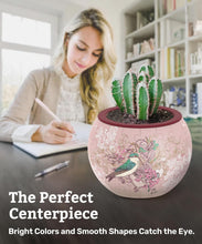 Load image into Gallery viewer, PieceRelax 3D Puzzle Planter - Singing Birds and Flowers - Small Round Plant Pot