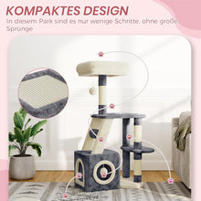 Load image into Gallery viewer, Cat Tree 107cm for Indoor Cats, Multi-Level Cat Tower with Scratching Post, Large Top Perches, Cozy Condo, Scratching Board & Dangling Ball (Dark Grey and Beige)
