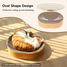 Load image into Gallery viewer, FUKUMARU Cat Scratcher Cardboard Lounge Bed, 2-in-1 Cat Scratch Pad, Oval Cats Scratching Board Indoor, Durable Modern Kitty Scratcher Bowl, Cats Scratch Furniture Protector, Wood Color