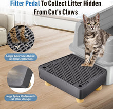 Load image into Gallery viewer, Large Litter Box Ramp, Cat Litter Step Catcher with Wooden Feet, Filter Function, Pedal Stool for Self-Cleaning Cat Litter Box, Ideal for Kitten & Older Cats (Dark Grey)