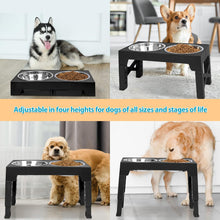Load image into Gallery viewer, Elevated Dog Bowls with 2 Stainless Steel Dog Food Bowls, Raised Dog Bowl Adjust
