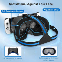Load image into Gallery viewer, DEVASO Upgraded VR Headset for Nintendo Switch & Switch OLED Model, Switch Virtual Reality Glasses with Adjustable HD Lenses and Comfortable Head Strap, Labo Goggles Accessories