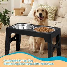 Load image into Gallery viewer, Elevated Dog Bowls with 2 Stainless Steel Dog Food Bowls, Raised Dog Bowl Adjust