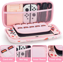 Load image into Gallery viewer, Large Switch Case Compatible with Nintendo Switch with Dockable Protective Cover, Cute Travel Carry Case Bundle Bag Portable Protective Accessories Kit , Strawberry Pink