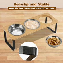 Load image into Gallery viewer, Raised Cat Food Bowl Set, 3PCS Stainless Steel Cat Bowls with 15° Tilted Stand