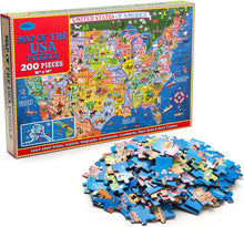Load image into Gallery viewer, USA Map Puzzle, 200 Piece United States Puzzle - 50 States with Capitals, America Jigsaw Puzzle Geography Puzzles