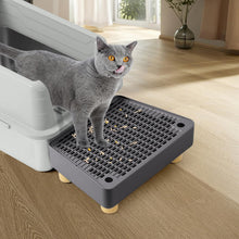 Load image into Gallery viewer, Large Litter Box Ramp, Cat Litter Step Catcher with Wooden Feet, Filter Function, Pedal Stool for Self-Cleaning Cat Litter Box, Ideal for Kitten & Older Cats (Dark Grey)