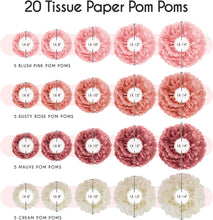 Load image into Gallery viewer, EpiqueOne Tissue Paper Pom Poms Blush Pink, Dusty Rose, Mauve & Cream 2 x 20pk