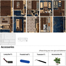 Load image into Gallery viewer, Book Nook Kit-Custom Suit(Golden Section Line)-Tailor Shop Dollhouse,DIY Miniature House 3D Wooden Puzzle with LED Lights,Bookshelf Decor Craft Kit for Adult and Teen,Perfect Home Decor&Gift