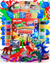 Load image into Gallery viewer, Original Stationery Dinosaur & Monsters Battle Slime Kit 14 Pre Made Slimes fun