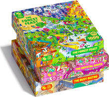 Load image into Gallery viewer, Magic Puzzles 3-Pack • Series Two • The Busy Bistro, The Crystal Caves, & The Forest Feast • 1000 Piece Jigsaw Puzzles from The Magic Puzzle