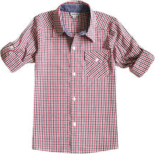 Load image into Gallery viewer, Bienzoe Boys Buttton Up Shirt: Kids Plaid Roll Up Collared Casual Cotton Shirts