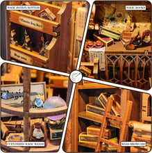 Load image into Gallery viewer, Book Nook Kit, 3D Wooden Puzzle Bookshelf Decor (Magic Wand Shop) DIY Miniature House Model Craft Kit Magic Booknook with LED Light, Creative Stress-Relieving Birthday Gift for Adults