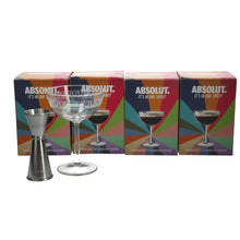 Load image into Gallery viewer, 4 x NEW Rare ABSOLUT Vodka Limited Edition Martini Style Boxed . with FREE Jigger
