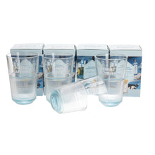 Load image into Gallery viewer, 4 X Bombay Sapphire Highball Glasses, New Design And Boxed NARROWING BASE. BAR