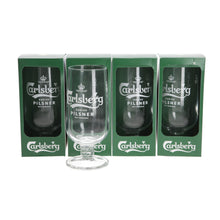 Load image into Gallery viewer, 4 X Carlsberg Pilsner Larger Pint Chalice Glasses Brand New 20oz. Man Cave. Bar