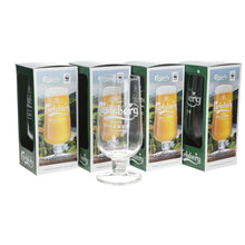 Load image into Gallery viewer, 4 X Carlsberg Pilsner Larger Pint Chalice Glasses Brand New 20oz. Man Cave. Bar