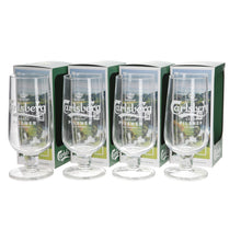Load image into Gallery viewer, 4 X Carlsberg Pilsner Larger Pint Chalice Glasses Brand New 20oz. Man Cave. Bar