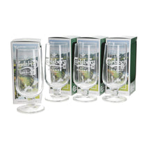 Load image into Gallery viewer, 4 X Carlsberg Pilsner Larger Pint Chalice Glasses Brand New 20oz. Man Cave. Bar