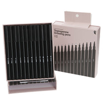Load image into Gallery viewer, TEGNEPENNE Black Drawing Pens, Fineliner Ink Pens, Set of 2 x 12 Micro 0.05-3mm
