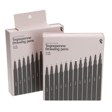 Load image into Gallery viewer, TEGNEPENNE Black Drawing Pens, Fineliner Ink Pens, Set of 2 x 12 Micro 0.05-3mm