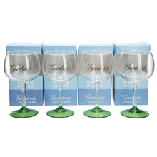 Load image into Gallery viewer, 4 x Gordon's Large Balloon Green Stem Gin Glass Bowl Goblet In Box New