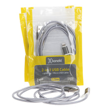 Load image into Gallery viewer, USB Cable 2 In 1 iPhone And Micro USB Device Charge And Sync 1.5m pack of 5
