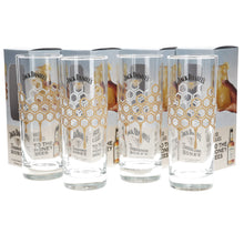 Load image into Gallery viewer, JD Honey Glasses Tall Slim Honeycomb Print set of 4 170mm Tall Collectables bar