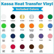 Load image into Gallery viewer, Kassa 30-Piece Heat Transfer Vinyl Sheets | 23 Colors in 12" x 10", Teflon Sheet