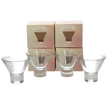 Load image into Gallery viewer, 4 X MALIBU MARTINI GLASS ENGRAVED COCKTAIL BOXED PARTY NEW