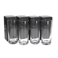 Load image into Gallery viewer, 4 x Nemiroff Vodka Clear Glass Black Branded Logo Brand New & Boxed. BAR. PARTY